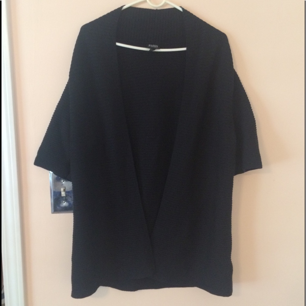 Eileen Fisher Women's Black Merino Wool Cardigan